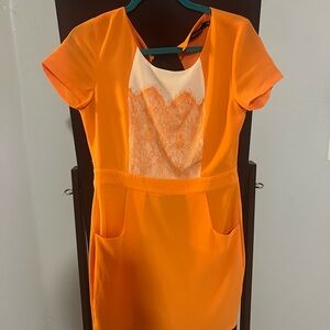 Ark & Co Orange V-Neck Short Sleeve Dress